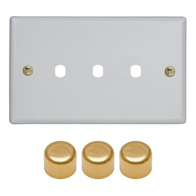 Varilight WYD3V.MW Vogue Matt White Matrix 3 Gang Dimmer Kit inc Knobs Twin Plate