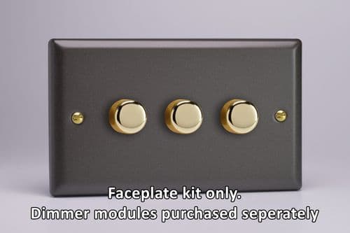 Varilight WYD3V.SL Vogue Slate 3 Gang Dimmer Plate Only + Dimmer Knobs