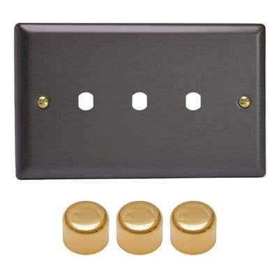 Varilight WYD3V.SL Vogue Slate Matrix 3 Gang Dimmer Kit inc Knobs