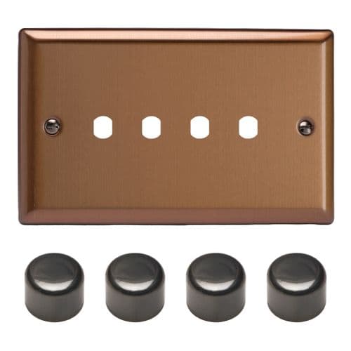 Varilight WYD4.BZ Urban Brushed Bronze Matrix 4 Gang Dimmer Kit inc Knobs