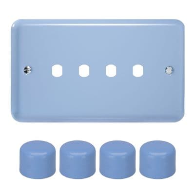 Varilight WYD4.DB Lily Pastel Duck Egg Blue 4 Gang Dimmer Matrix Kit inc Knob Double Plate