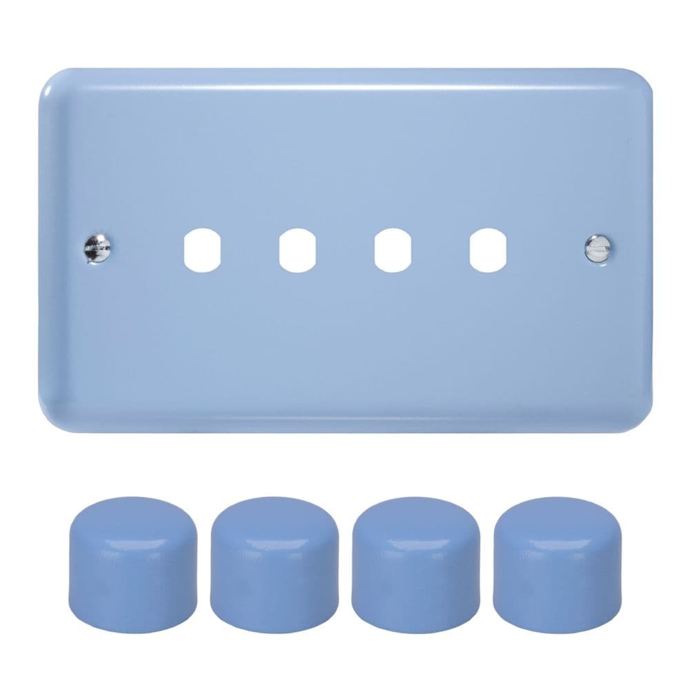 Varilight WYD4.DB Lily Pastel Duck Egg Blue 4 Gang Dimmer Matrix Kit inc Knob Double Plate