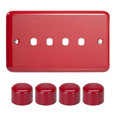 Varilight WYD4.PR Lily Primary Pillar Box Red 4 Gang Dimmer Matrix Kit inc Knob Double Plate