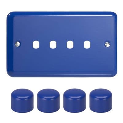 Varilight WYD4.RB Lily Primary Reflex Blue 4 Gang Dimmer Matrix Kit inc Knob Double Plate