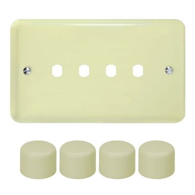 Varilight WYD4.WC Lily Pastel White Chocolate 4 Gang Dimmer Matrix Kit inc Knob Double Plate