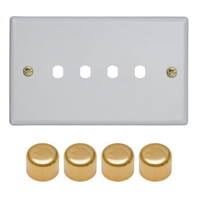 Varilight WYD4V.MW Vogue Matt White Matrix 4 Gang Dimmer Kit inc Knobs Twin Plate