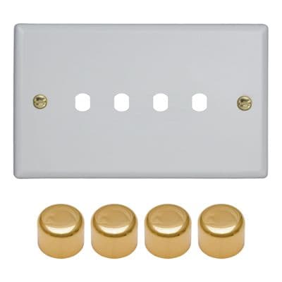 Varilight WYD4V.MW Vogue Matt White Matrix 4 Gang Dimmer Kit inc Knobs Twin Plate