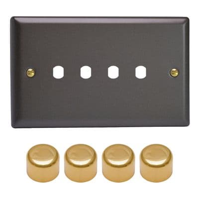 Varilight WYD4V.SL Vogue Slate Matrix 4 Gang Dimmer Kit inc Knobs