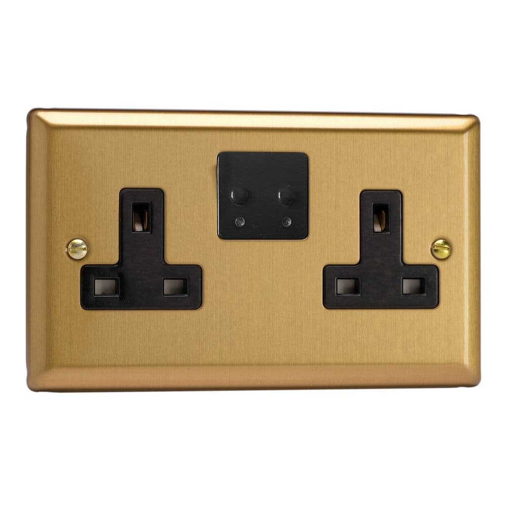 Varilight XB5VSB Classic Brushed Brass 2 Gang 13A Wi-Fi Socket for V ...
