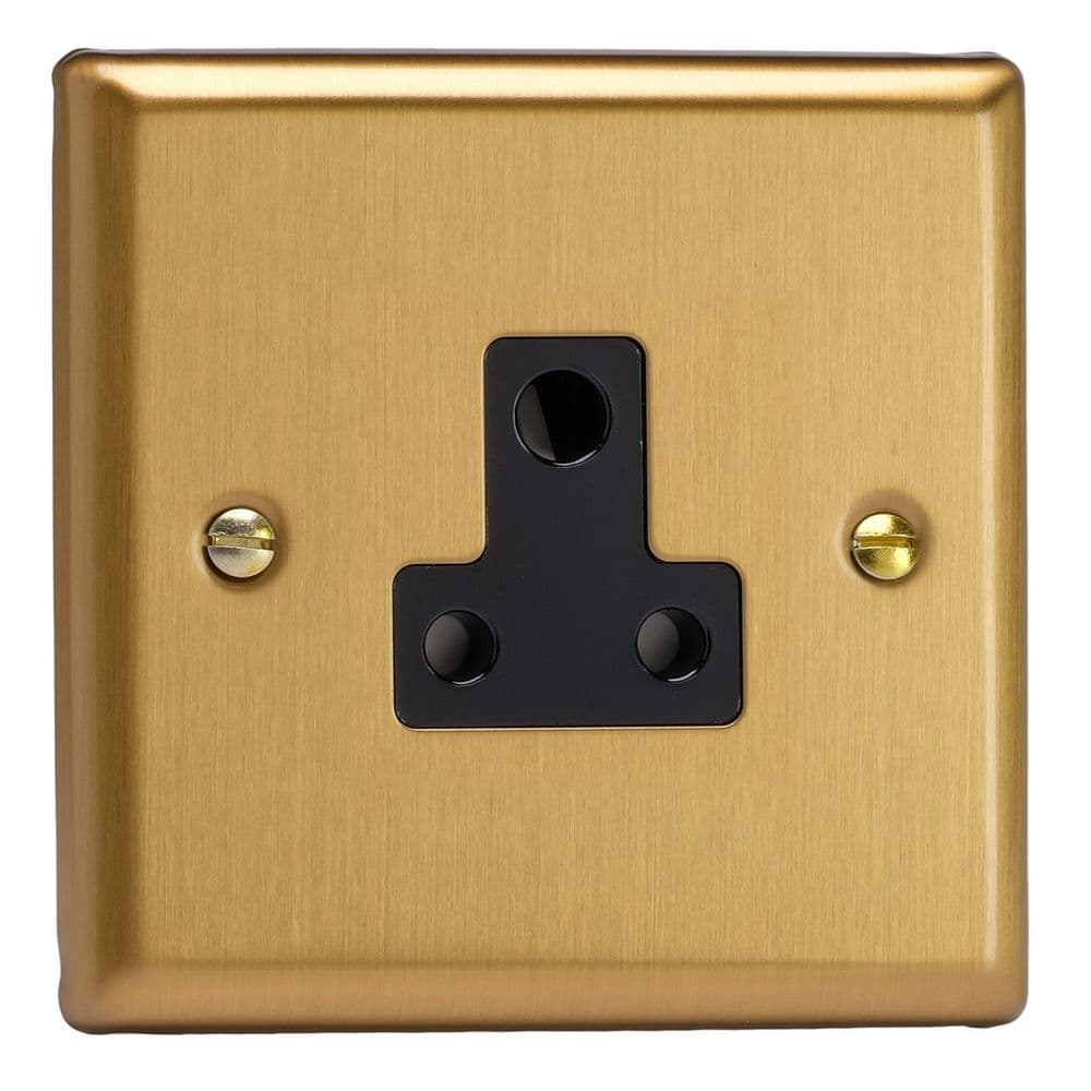 Varilight XBRP5AB Classic Brushed Brass 1 Gang 5A Round Pin Plug Socket