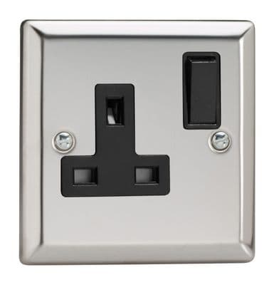 Varilight XC4B Classic Mirror Chrome 1 Gang 13A DP Single Switched Plug Socket