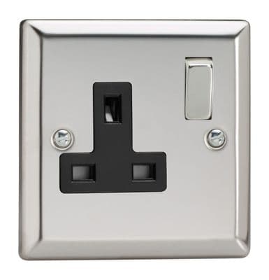 Varilight XC4DB Classic Mirror Chrome 1 Gang 13A DP Single Switched Plug Socket