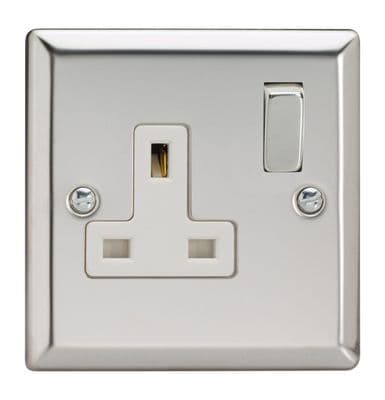Varilight XC4DW Classic Mirror Chrome 1 Gang 13A DP Single Switched Plug Socket