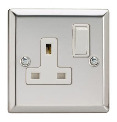 Varilight XC4W Classic Mirror Chrome 1 Gang 13A DP Single Switched Plug Socket