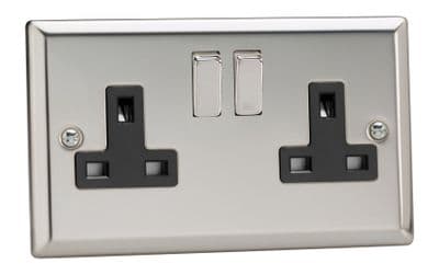 Varilight XC5DB Classic Mirror Chrome 2 Gang Double 13A Switched Plug Socket