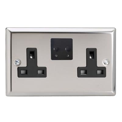 Varilight XC5VSB Classic Mirror Chrome 2 Gang 13A Wi-Fi Socket for V-Pro Smart Supla