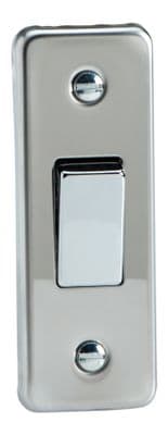 Varilight XCA1D Architrave Mirror Chrome 1 Gang 10A 1 or 2 Way Rocker Light Switch 87mm x 32mm