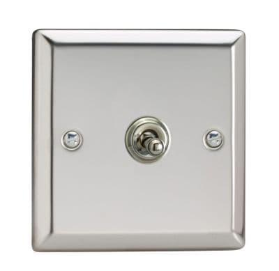Varilight XCT1 Classic Mirror Chrome 1 Gang 10A 1 or 2 Way Toggle Light Switch