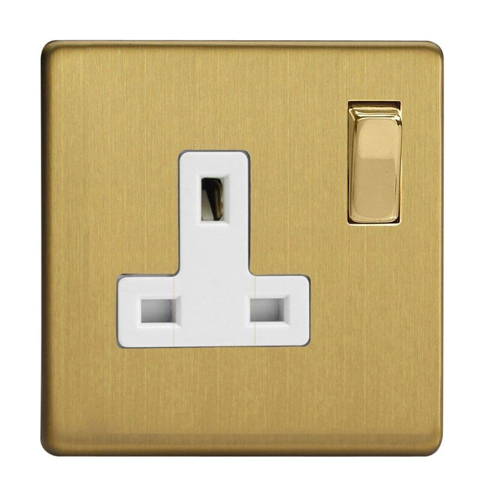 Varilight XDB4WS Screwless Brushed Brass 1 Gang 13A DP Single Switched ...