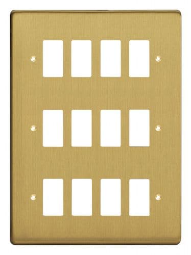 Varilight XDBPG12 PowerGrid Brushed Brass 12 Gang Grid Plate (Triple Twin Plate)