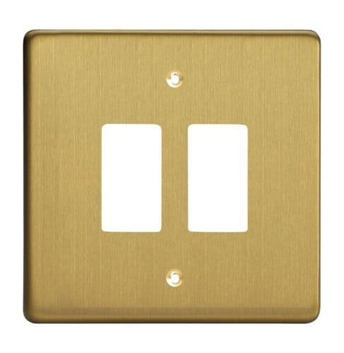 Varilight XDBPG2 PowerGrid Brushed Brass 2 Gang Grid Plate (Single Plate)