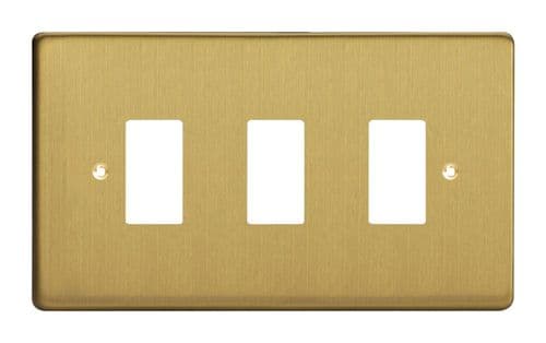 Varilight XDBPG3 PowerGrid Brushed Brass 3 Gang Grid Plate (Twin Plate)