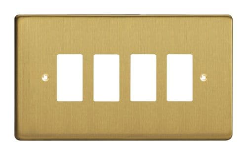 Varilight XDBPG4 PowerGrid Brushed Brass 4 Gang Grid Plate (Twin Plate)