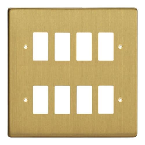 Varilight XDBPG8 PowerGrid Brushed Brass 8-Gang Grid Plate (Double Twin Plate)