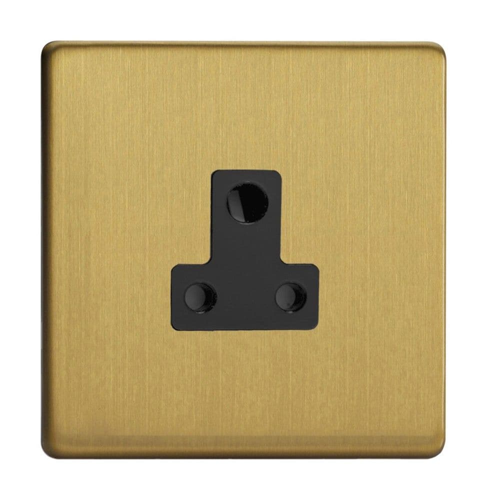 Varilight XDBRP5ABS Screwless Brushed Brass 1 Gang 5A Round Pin Plug Socket