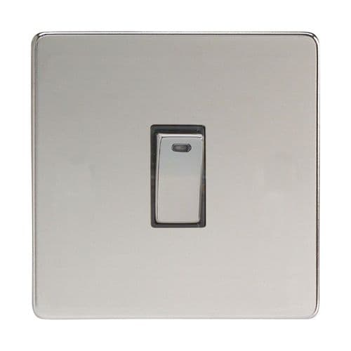 Varilight XDC20NDS Screwless Polished Chrome 1 Gang 20A Double Pole Switch + Neon Indicator