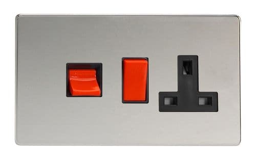 Varilight XDC45PBS Screwless Polished Chrome 45A DP Cooker Switch + 13A Switched Socket