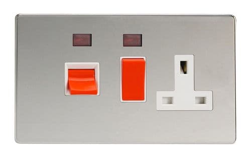 Varilight XDC45PNWS Screwless Polished Chrome 45A DP Cooker Switch + 13A Switched Socket