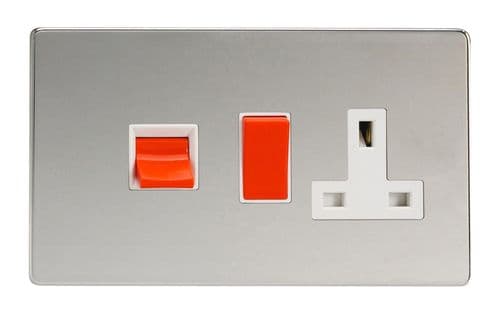Varilight XDC45PWS Screwless Polished Chrome 45A DP Cooker Switch + 13A Switched Socket