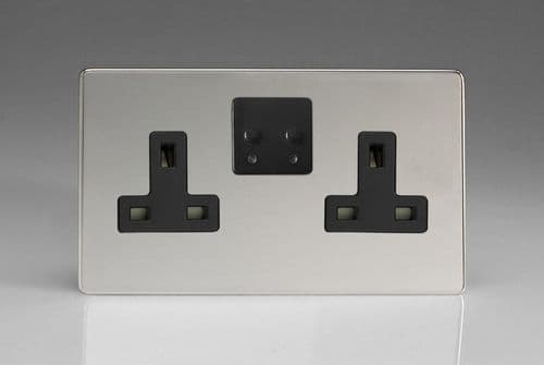 Varilight XDC5VSBS Screwless Polished Chrome 2 Gang 13A Wi-Fi Socket for V-Pro Smart Supla