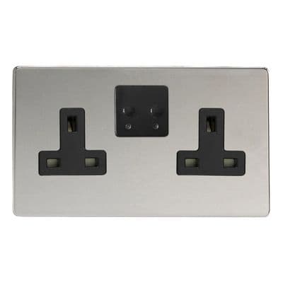 Varilight XDC5VSBS Screwless Polished Chrome 2 Gang 13A Wi-Fi Socket for V-Pro Smart Supla