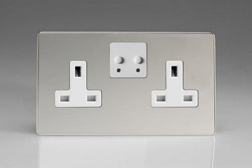 Varilight XDC5VSWS Screwless Polished Chrome 2 Gang 13A Wi-Fi Socket for V-Pro Smart Supla