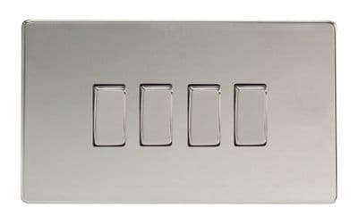 Varilight XDC9S Screwless Polished Chrome 4 Gang 10A 1 or 2 Way Rocker Light Switch