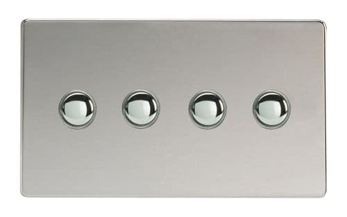 Varilight XDCM4S Screwless Polished Chrome 4 Gang 6A 1-Way Push-to-Make Momentary Switch