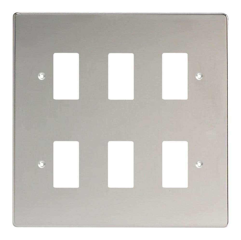 Varilight XDCPG6 PowerGrid Polished Chrome 6 Gang Grid Plate (Double Twin Plate)