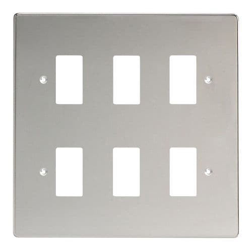 Varilight XDCPG6 PowerGrid Polished Chrome 6 Gang Grid Plate (Double Twin Plate)