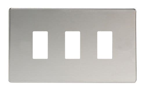 Varilight XDCPGY3S Screwless Polished Chrome 3 Gang PowerGrid Plate (Twin Plate)