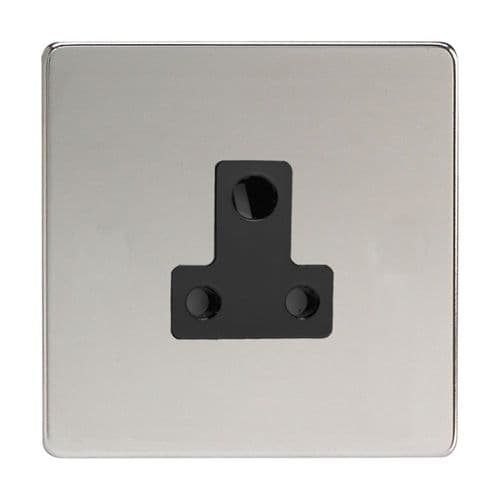 Varilight XDCRP5ABS Screwless Polished Chrome 1 Gang 5A Round Pin Plug Socket