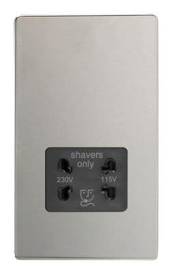 Varilight XDCSSBS Screwless Polished Chrome Dual Voltage Shaver Socket 230V/115V