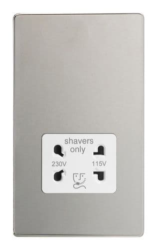 Varilight XDCSSWS Screwless Polished Chrome Dual Voltage Shaver Socket 230V/115V