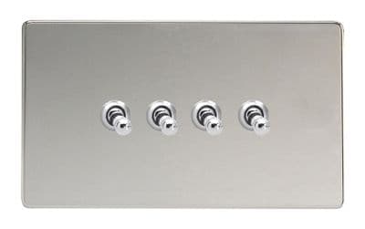 Varilight XDCT9S Screwless Polished Chrome 4 Gang 10A 1 or 2 Way Toggle Light Switch