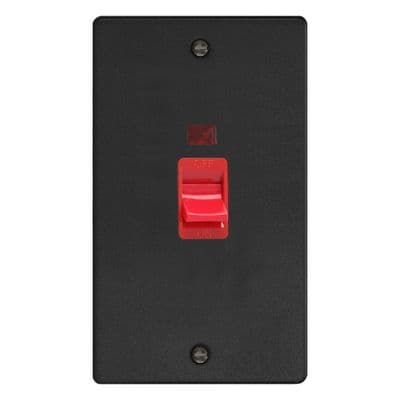 Varilight XDE45N.MB Essential Matt Black 45A DP Cooker Switch Vertical Twin Plate + Neon