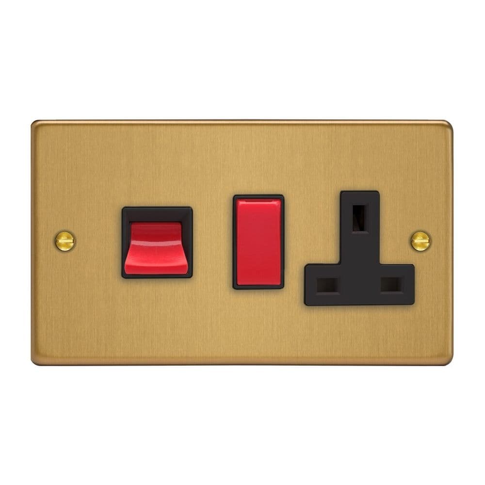 Varilight XDE45PB BB Essential Brushed Brass 45A DP Cooker Switch 13A ...