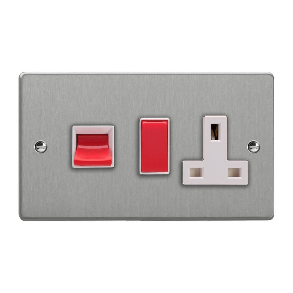 Varilight XDE45PW BS Essential Brushed Steel 45A DP Cooker Switch 13A ...