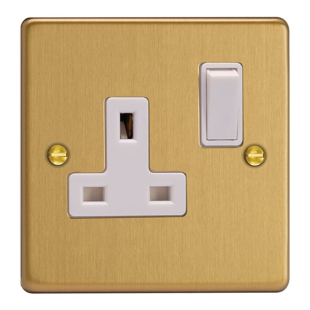 Varilight XDE4W BB Essential Brushed Brass 1 Gang 13A DP Switched Socket