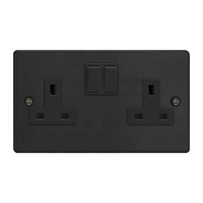 Varilight XDE5B.MB Essential Matt Black 2 Gang 13A DP Switched Socket